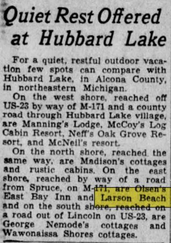 Larson Beach Cafe and Shell Gas Station - June 1934 Article Mentioning Beach